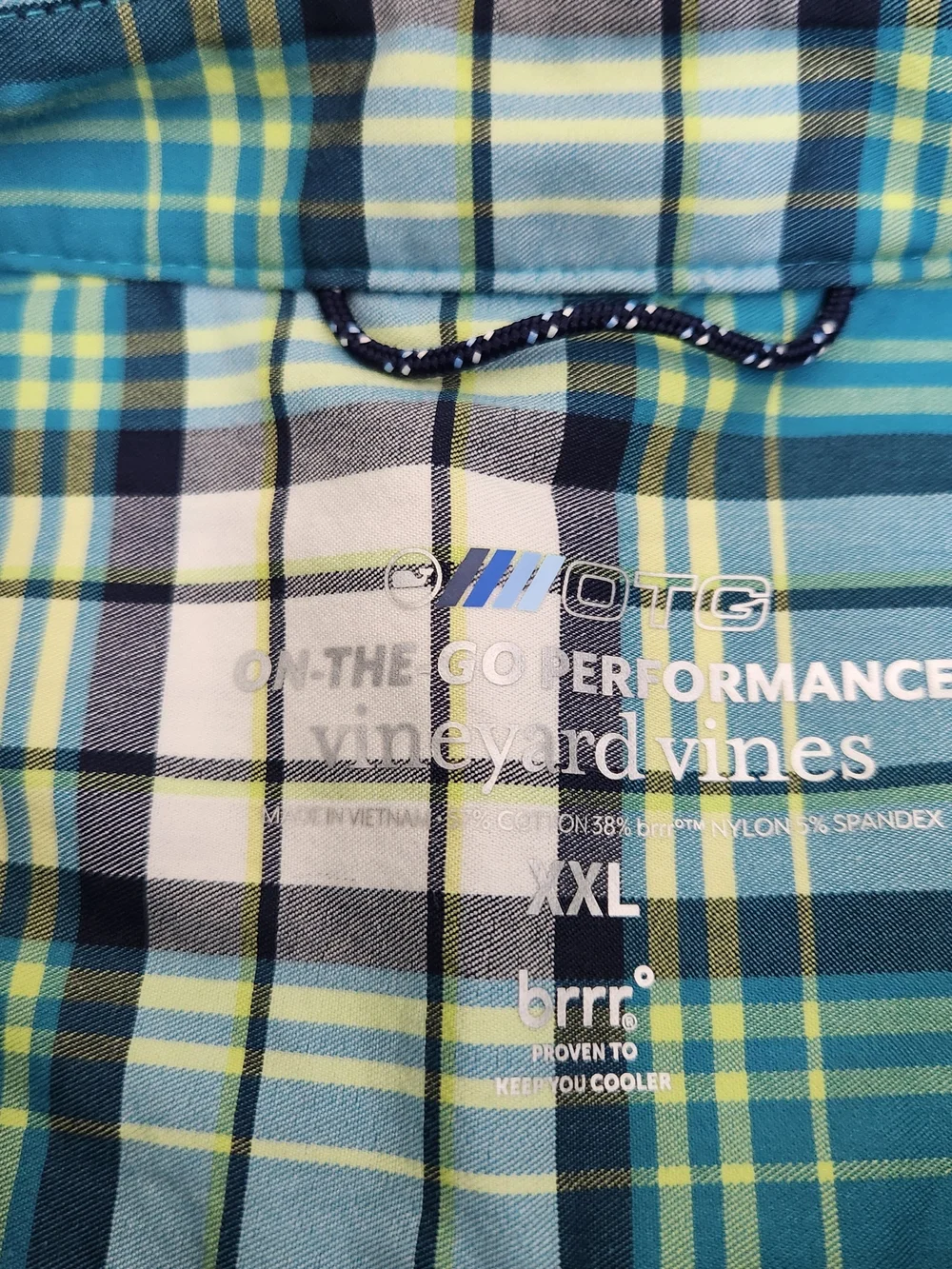 Vineyard Vines On The Go Performance Shirt Men’s 2XL Green Madras Plaid Brrr